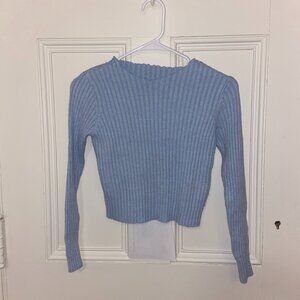 Women's Light Blue Rib Sweater Top